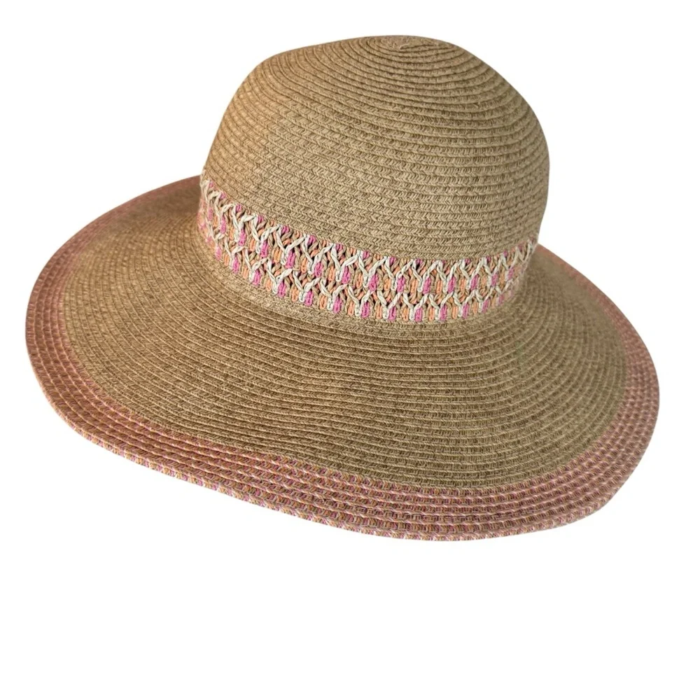 August Hat Company Wide Brimmed Paper Straw Floppy Sun Hat OSFM - Picture 2 of 7